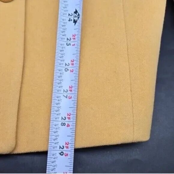 Burberry Wool & Cashmere Mustard Yellow Double-Breasted Blazer. Size 12. - Picture 3 of 14